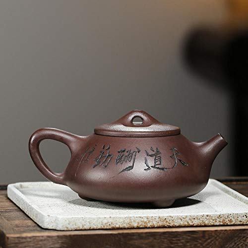 Wsliqrti Teiera in argilla, servizio da tè, tè Kung Fu, Sabbia Viola fatta a Mano Yixing, Regalo portatile orientale, tè domestico-Marrone