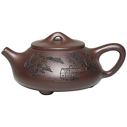 Wsliqrti Teiera in argilla, servizio da tè, tè Kung Fu, Sabbia Viola fatta a Mano Yixing, Regalo portatile orientale, tè domestico-Marrone