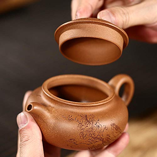 Wsliqrti Teiera in argilla, servizio da tè, tè Kung Fu, Sabbia Viola fatta a Mano Yixing, Set Regalo portatile orientale-Marrone