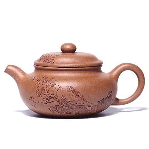 Wsliqrti Teiera in argilla, servizio da tè, tè Kung Fu, Sabbia Viola fatta a Mano Yixing, Set Regalo portatile orientale-Marrone