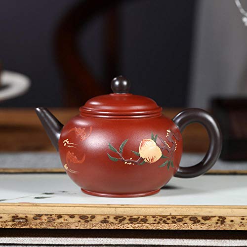 Wsliqrti Teiera in argilla, servizio da tè, tè Kungfu, Sabbia Viola fatta a Mano Yixing, Regalo portatile orientale, teiera XI Shi-Rosso A