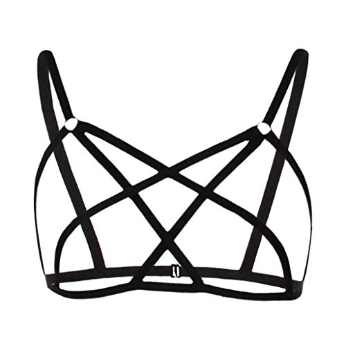 Wtohe - Sexy mujer calado elástico jaula sujetador vendaje sin tirantes espalda sujetador medias- para Mujer