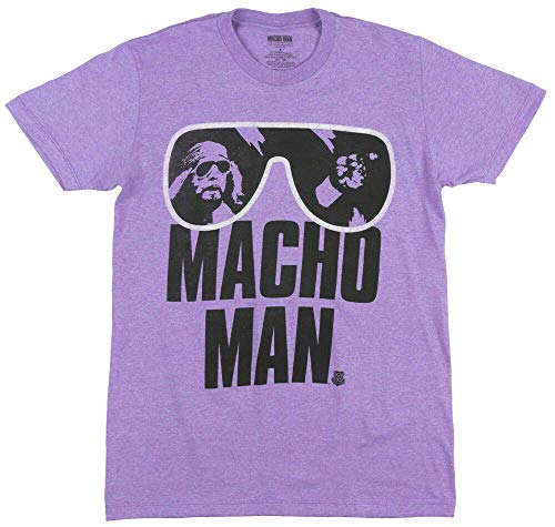 WWE Macho Man Randy Savage T-Shirt Heather Purple Mens Retro Wrestlemania tee