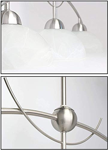 WWK 31" Isla Moderno y contemporáneo de 3 Luces Colgante + Alabaster acristalado Persianas, Colgante Ajustable Altura, Acabado Níquel Cepillado