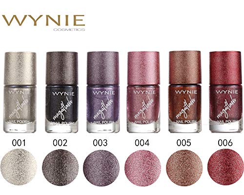 WYNIE Megaflash Nail Polish - Esmalte de uñas secado rápido acabado metalizado brillante, 8ml rojo