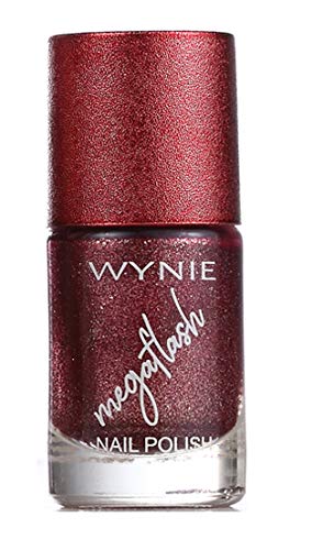 WYNIE Megaflash Nail Polish - Esmalte de uñas secado rápido acabado metalizado brillante, 8ml rojo
