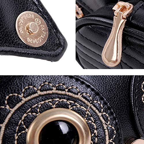 WYSBAOSHU Bolsa de Cuero de la Manera del Buho de la Historieta Mochila Mini Muchacha (Negro)