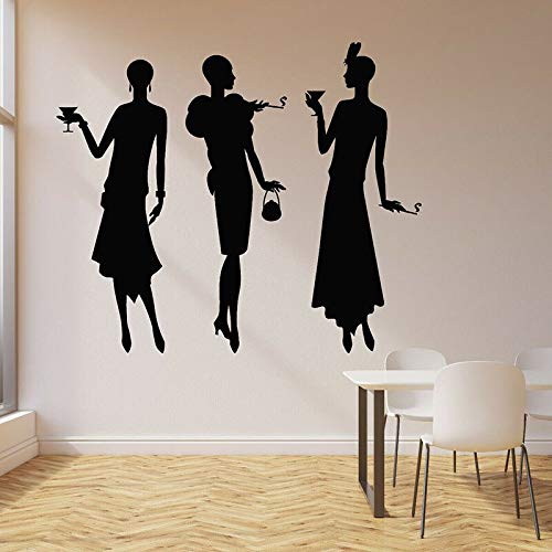 wZUN Chica de Moda calcomanía de Pared música Jazz Party Cocktail Bar Club decoración Vinilo Adhesivo 50X58cm