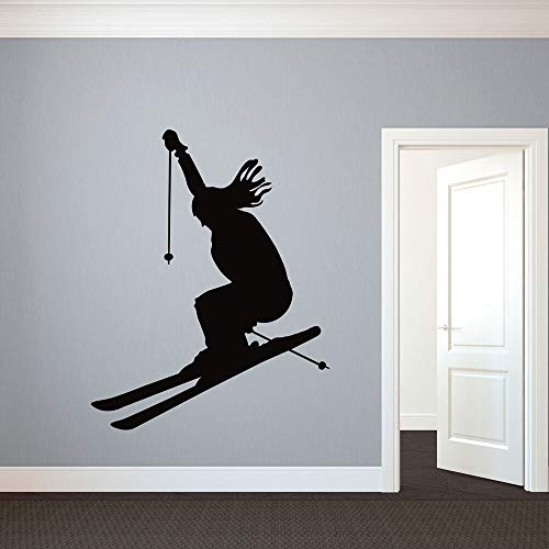 wZUN Deportes de esquí calcomanías de Pared Silueta de esquí Pegatinas de Pared de Vinilo decoración del Dormitorio decoración Impermeable 50X40 cm