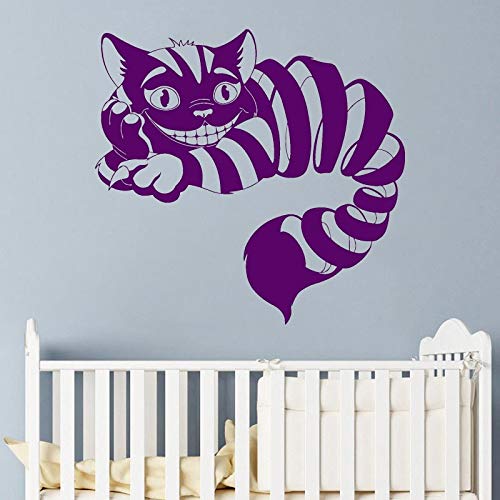 wZUN Pegatina de Pared de Gato de Cheshire, calcomanía de Vinilo para niños, decoración de habitación de jardín de Infantes, decoración del hogar de Cuento de Hadas, 28X29cm