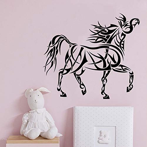 wZUN Silueta de Caballo diseño de Estilo Tribal Vinilo Arte Animal Pegatina decoración de la Sala de Estar extraíble 57X50cm