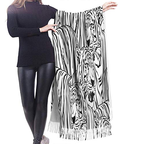 XCNGG Bufanda con flecos de cachemira de imitación chal bufanda larga de moda Pashmina Shawls And Wraps Golden Pineapple And Pink Flamingo Womens Cashmere Scarf Winter Blanket