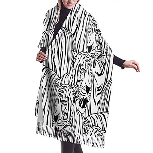 XCNGG Bufanda con flecos de cachemira de imitación chal bufanda larga de moda Pashmina Shawls And Wraps Golden Pineapple And Pink Flamingo Womens Cashmere Scarf Winter Blanket