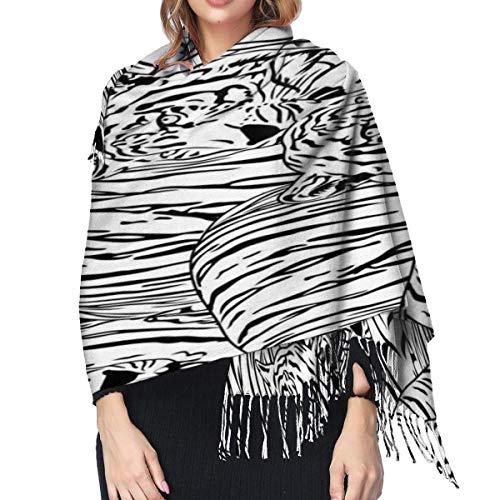XCNGG Bufanda con flecos de cachemira de imitación chal bufanda larga de moda Pashmina Shawls And Wraps Golden Pineapple And Pink Flamingo Womens Cashmere Scarf Winter Blanket