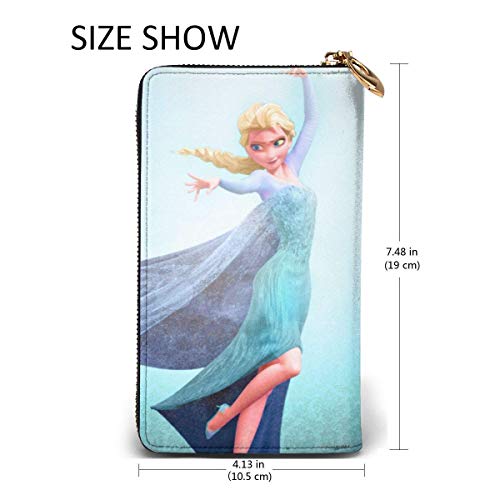 XCNGG FroAs PicZen Cartera Grande de Cuero Genuino Mujer, Cartera Larga con Cremallera Alrededor de la Cartera para Mujer, Bolso de Viaje con borlas, Tarjetero, Organizador, Cartera para