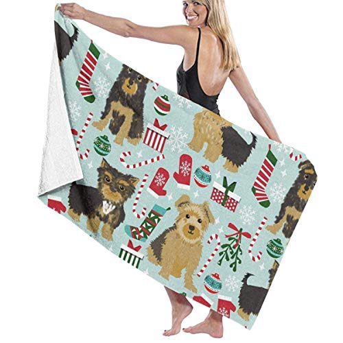 xcvgcxcvasda Serviette de Bain, Beach Towels Sand Free & Lightweight Beach Towels, New Yorkie Christmas Dog Ultra Absorbent Washcloths for Boys Girls Kids Adults & Guest Moisture Wicking &