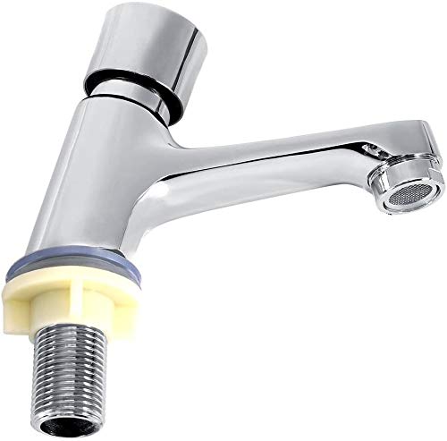 XHUENG Grifo de Agua Los grifos del Fregadero Cuarto de baño, Cocina Pública Cromado de Cierre automático de Agua de horario de Verano Cuenca del retardo del Fregadero Grifo.