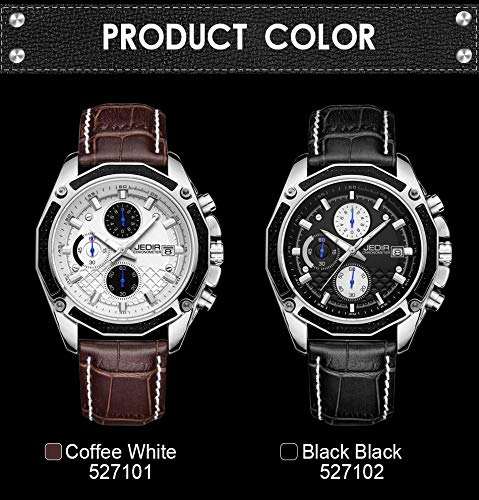 XIANRUI Reloj de cintura con banda de cuero, función de visualización del indicador y el calendario de Lucent para hombres, Sec, 5271 3ATM Escala de uñas impermeable Movimiento de cuarzo Trinity Diale