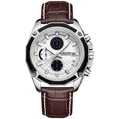 XIANRUI Reloj de cintura con banda de cuero, función de visualización del indicador y el calendario de Lucent para hombres, Sec, 5271 3ATM Escala de uñas impermeable Movimiento de cuarzo Trinity Diale