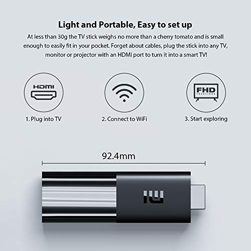 Xiaomi TVs001 Fire TV Stick 1GB RAM 8GB ROM Smart 2K, HDR, Bluetooth 4.2,WiFi Mini TV Dongle Reproductor de Contenido Multimedia en Streaming