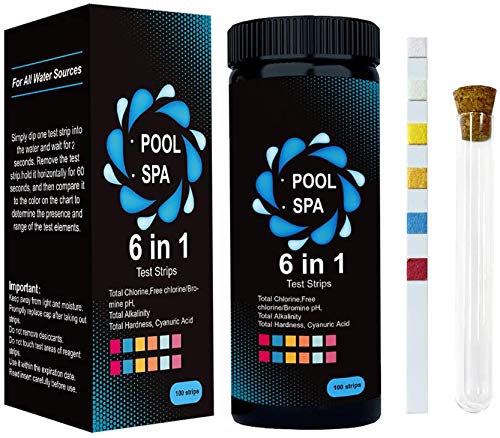 XIAPIA Medidor PH Agua 6 en 1 Papel de Prueba de Agua Tiras PH/Cloro/Dureza Agua Alcalinidad 100Piezas Test Acuario para Agua Potable,Acuarios,Piscinas,Industriales,Termales