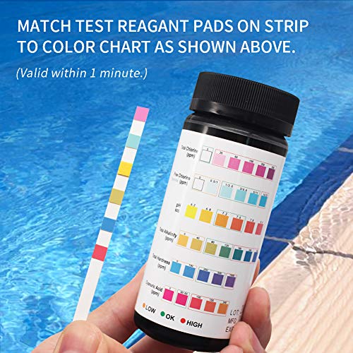 XIAPIA Medidor PH Agua 6 en 1 Papel de Prueba de Agua Tiras PH/Cloro/Dureza Agua Alcalinidad 100Piezas Test Acuario para Agua Potable,Acuarios,Piscinas,Industriales,Termales