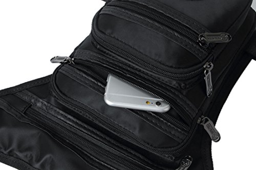 Xieben Nylon Impermeable Gota Bolsa De Pierna para Hombres Mujeres Motocicleta Montar Crossbody Hombro Cintura Paquete De Fanny Viajes Deportes Al Aire Libre Negro