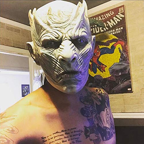 Xiton 1pc Noche de Halloween Rey Fantasma máscara Hombres Espeluznante Halloween Máscara Halloween película Fiesta Blanco Caminantes máscara Traje Cosplay