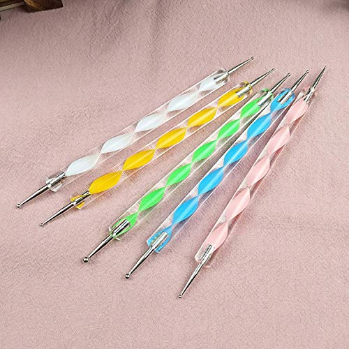Xiton 5 unids Nail Art Dotting Pen Tool Juego de punzones de doble punta Kit herramientas herramientas de pluma de punto bidireccional Nail Art Tip Dot Kit de manicura de pintura