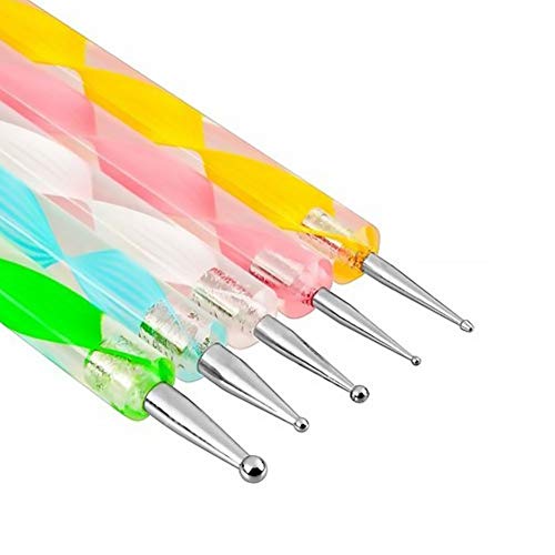 Xiton 5 unids Nail Art Dotting Pen Tool Juego de punzones de doble punta Kit herramientas herramientas de pluma de punto bidireccional Nail Art Tip Dot Kit de manicura de pintura
