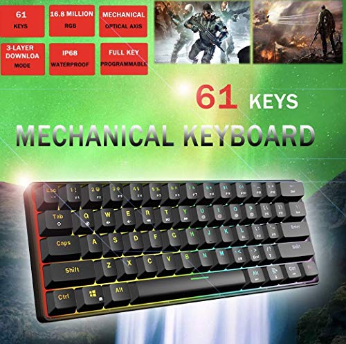 XIUYU Friki GK61 60% Mini Teclado 61Keys mecánico Tipo-c programable Gaming (Switch, Azul) (Color: Azul, tamaño: Interruptor Gateron)