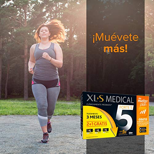 XLS Medical Forte 5 Pack 3 Meses - Incluye Tu Plan Personalizado Nudge Durante 9 Meses, Ingredientes De Origen Natural, 100% Vegano, Tratamiento Para 3 Meses 800 g