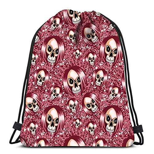 XMXM Mochila con cordón Bolsas deportivas Cinch Tote Bags Low Poly Diseño de calavera Pintura para viajes y almacenamiento