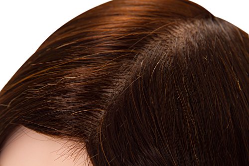 xnicx 90% Pelo real Maniquíes de aprendizaje Cabezas Peluqueria Cabezote Cabello Marrón oscuro