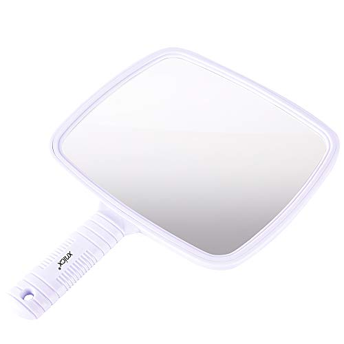 xnicx Peluquería Espejo de mano Profesional de mano Salón Peluqueros Peluqueros Paleta Espejo herramienta con mango blanco