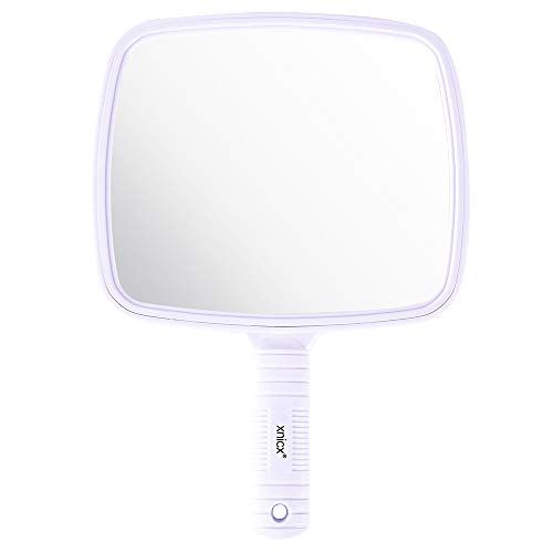 xnicx Peluquería Espejo de mano Profesional de mano Salón Peluqueros Peluqueros Paleta Espejo herramienta con mango blanco