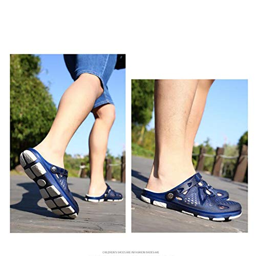 XSY Nuevo Verano Jalea Translúcidos Zapatos Casuales, Zapatillas De Playa De Los Hombres De Los Deslizadores Masculinos Cómodos Zapatos Agujero Transpirable Antideslizante,Azul,43