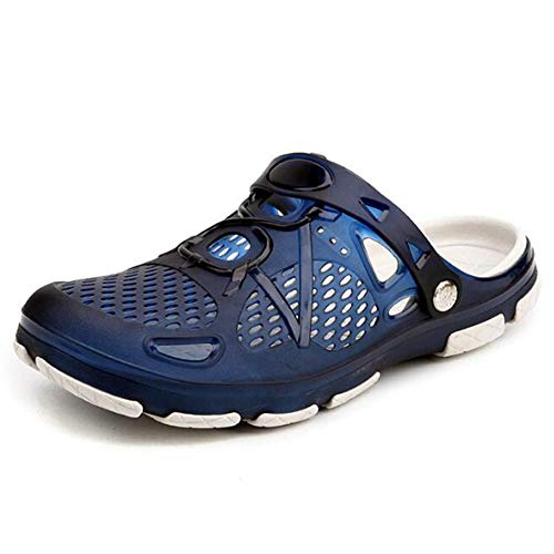 XSY Nuevo Verano Jalea Translúcidos Zapatos Casuales, Zapatillas De Playa De Los Hombres De Los Deslizadores Masculinos Cómodos Zapatos Agujero Transpirable Antideslizante,Azul,43