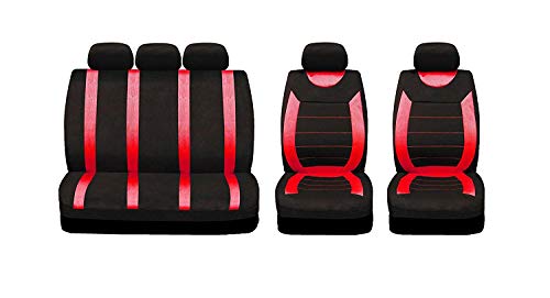 Xtremeauto SS5293.type6 - Juego Completo de Fundas para Asientos, Ajuste Universal, Pegatina incluida, Color Rojo y Negro