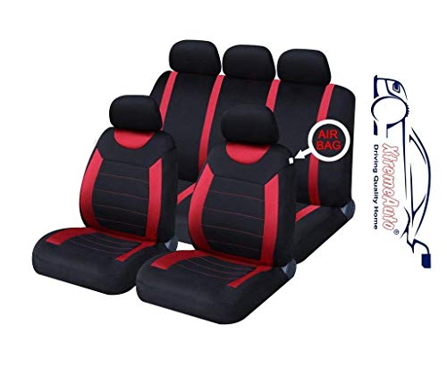 Xtremeauto SS5293.type6 - Juego Completo de Fundas para Asientos, Ajuste Universal, Pegatina incluida, Color Rojo y Negro