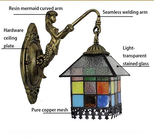 XUHRA Refugio Pared del Vitral De Tiffany Iluminación De Punto Estilo Espejos Cortina De Lámpara De La Avenida De La Sala De Estar Interior,F