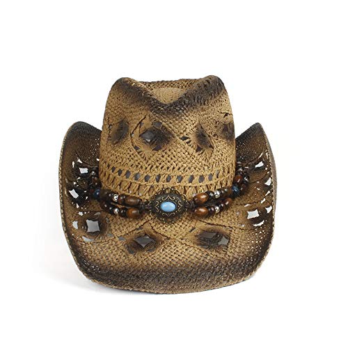 XUQ_F Vaquero Sombrero de Copa Que se encrespa Sombrero de Caballero de los Hombres Sombrero de Jazz Inconformista Gorra de Viaje de Playa Junto al mar Mujeres Hombres Sombrero de Paja de Vaquero