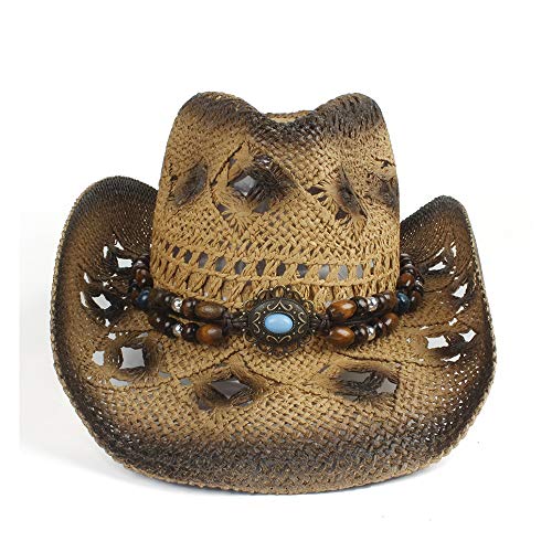 XUQ_F Vaquero Sombrero de Copa Que se encrespa Sombrero de Caballero de los Hombres Sombrero de Jazz Inconformista Gorra de Viaje de Playa Junto al mar Mujeres Hombres Sombrero de Paja de Vaquero