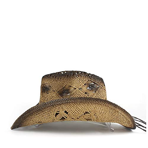 XUQ_F Vaquero Sombrero de Copa Que se encrespa Sombrero de Caballero de los Hombres Sombrero de Jazz Inconformista Gorra de Viaje de Playa Junto al mar Mujeres Hombres Sombrero de Paja de Vaquero