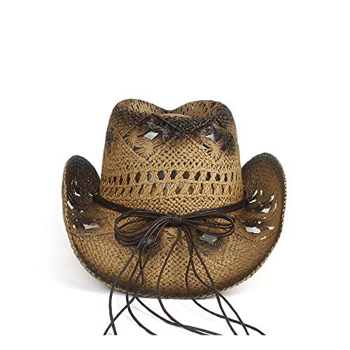 XUQ_F Vaquero Sombrero de Copa Que se encrespa Sombrero de Caballero de los Hombres Sombrero de Jazz Inconformista Gorra de Viaje de Playa Junto al mar Mujeres Hombres Sombrero de Paja de Vaquero