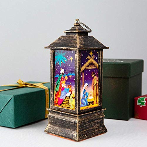 XXLYY Linternas LED navideñas para exteriores, interiores, con pilas, con velas, portátiles, vintage, colgantes, lámpara de noche, muñeco de nieve, Papá Noel, adorno navideño, decoración navideña, reg