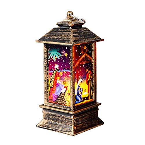 XXLYY Linternas LED navideñas para exteriores, interiores, con pilas, con velas, portátiles, vintage, colgantes, lámpara de noche, muñeco de nieve, Papá Noel, adorno navideño, decoración navideña, reg