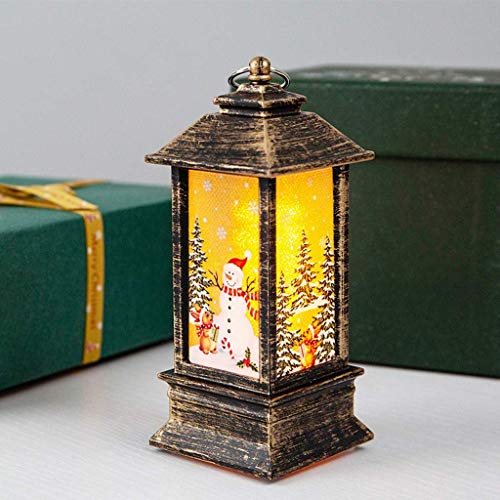 XXLYY Linternas LED navideñas para exteriores, interiores, con pilas, con velas, portátiles, vintage, colgantes, lámpara de noche, muñeco de nieve, Papá Noel, adorno navideño, decoración navideña, reg