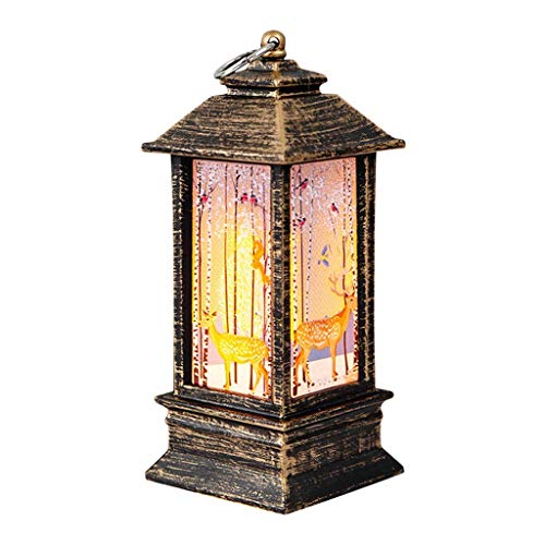 XXLYY Linternas LED navideñas para exteriores, interiores, con pilas, con velas, portátiles, vintage, colgantes, lámpara de noche, muñeco de nieve, Papá Noel, adorno navideño, decoración navideña, reg