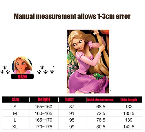 Xyfw Las Niñas De La Princesa Rapunzel Traje Largo Vestido De Malla Mangas Fiesta De Cumpleaños De Halloween Cosplay del Vestido del Vestido, XL